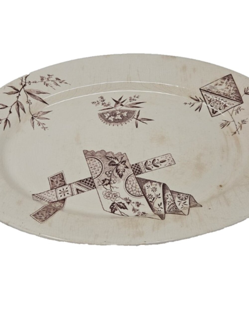 Antique 1890 Victorian Aesthetic Movement Ironstone Platter Alcock Stratford 17"
